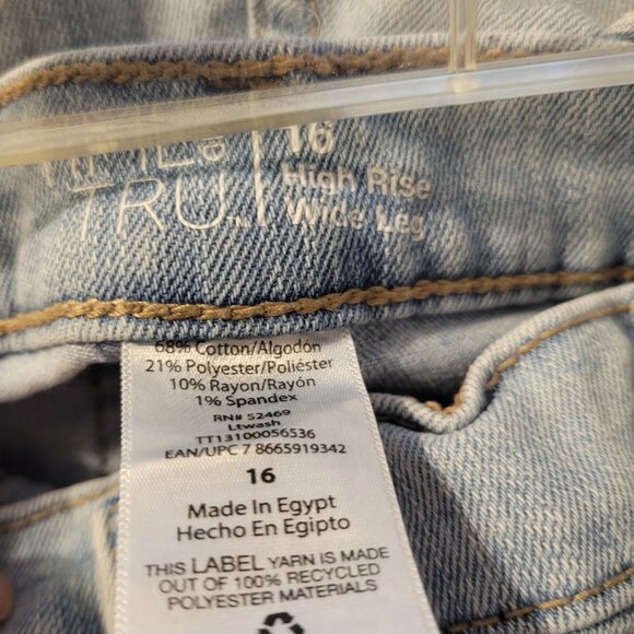 Time and Tru High Rise Jeans Wide Leg 16 Blue denim bell bottoms vtg-inspired - Picture 6 of 9